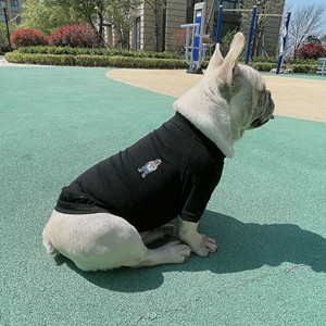 T-shirts assortis brodés d'animaux mignons pour propriétaire et chien, en coton noir, vêtements de loisirs d'été, ensemble de vêtements pour animaux de compagnie - Product Image 2