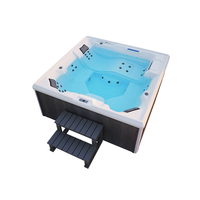 Spa carré moderne pour 5 personnes, idéal pour Balboa, avec 34 jets de massage, 33 LED et appuie-têtes, pour villa, jardin, patio, hôtel, salle de sport