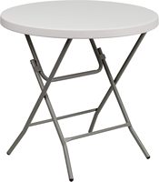 Table ronde de 32 pouces en plastique HDPE portable au design moderne pour les fêtes en intérieur et en extérieur