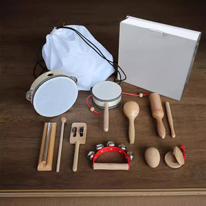Wholesale Wooden Percussion <b>Instrument</b> Set With Tambourine Maraca Piccolo Castanet Sound Tube For Kids <b>Music</b> Education And Play - Product Image 2