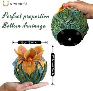 Pot Bunga Resin Langit Berbintang Oniya Factory Direct dengan Lubang Drainase, Lukisan Tangan, Unik dan Lucu untuk Tanaman Rambat, Kaktus - Product Image 2