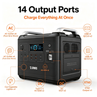 Station d'alimentation solaire portable SAMAS 2000W, générateur à batterie lithium 2048Wh, USB-C, camping, camping-car