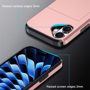 Per il caso di <span class=keywords><strong>iPhone</strong></span> 16 con il titolare della carta, TPU + PC armatura pesante nascosto Slot per il portafoglio antiurto del telefono cellulare Cover per <span class=keywords><strong>iPhone</strong></span> 16 - Product Image 3