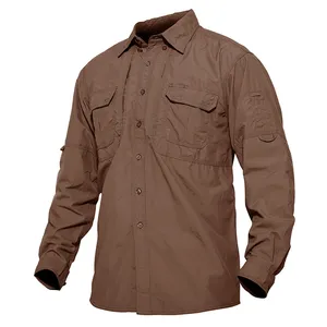 Camicie tattiche ad asciugatura rapida da <span class=keywords><strong>uomo</strong></span>, camicie a maniche lunghe in Nylon da trekking all'aperto, Cargo da lavoro con Multi-tasche estive leggere - Product Image 6