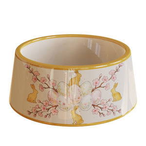 קערת חרס דקורטיבית לחתולים וכלבים בעיצוב פתח רחב עם דוגמא פרחונית, מזין לחיות מחמד להאכלה קלה, קערת חיות מחמד מזוגגת פרימיום, ייצור בהתאמה אישית (OEM) - Product Image 1