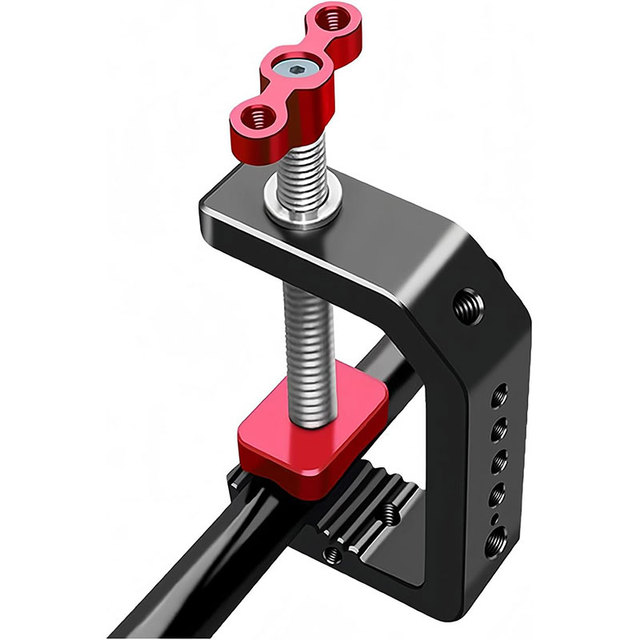 Aluminum Heavy-duty Desktop C-clamp Mount with 1/4-inch and 3/8-inch Threaded Holes.