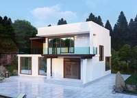 Villa préfabriquée en acier galvanisé personnalisable, garantie 1 an, installation sur site, assistance en ligne, design moderne, modèle 3D