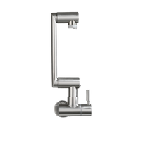 Robinet d'eau universel rotatif mural pliable et flexible, finition chromée, en acier inoxydable 304, à trou unique, pour