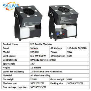 Máquina de Burbujas LED Sailwin, <span class=keywords><strong>Efectos</strong></span> <span class=keywords><strong>Especiales</strong></span> para Escenarios, Máquina de Burbujas LED con Cabezal Móvil de 180 Grados y 90W para Bodas y Fiestas - Product Image 4