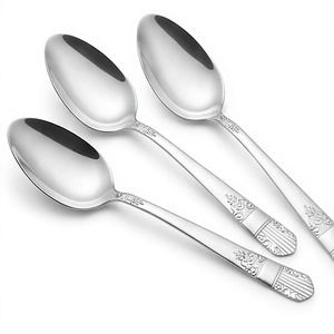 Elegant Metal Flatware Set 3 Piece Spoons With <b>Ornate</b> Handles High <b>Mirror</b> Polish Rust Resistant Design For Kitchen Use - Product Image 1
