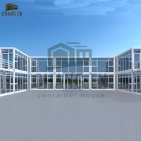DYCE3 Maison préfabriquée contemporaine en conteneurs de béton à 5 chambres, couleur personnalisée, villa autonome en acier avec façade vitrée, idéale pour l'école