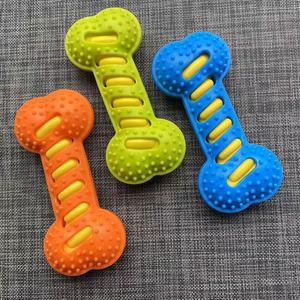 Dogs Chew Toys Rubber Bone Squeaky Teeth Cleaning Durable Boredom Buster Medium Size Indoor Use - Product Image 1