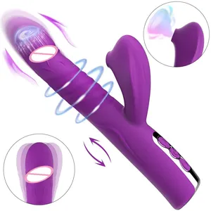 Sex Toys Silicone Rotary telescoping Girls G Spot Vagina Pussy Rabbit Vibrator Clitoral Massager