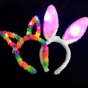 Decorations Rabbit Plush <b>Costume</b> Party Favors <b>Led</b> Easter Bunny Ears Headbands for Kids Women Holiday Decoration - Product Image 2