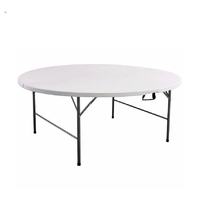 Table de Pique-Nique Pliante Extérieure Économique de 1,2 M avec Pieds Métalliques, Table Ronde Pliante Portable en Plastique et Chaises pour Événements