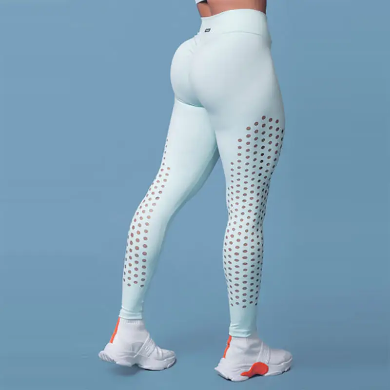 Bestex özel top lazer kesim kadın Buttery yumuşak sıkıştırma spor kaldırma Yoga pantolon Anti selülit ezme popo tayt