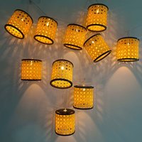 Style Vintage extérieur 10 LED rotin bougie solaire lumières fabriquées à la main en osier lanterne IP44 étanche Dimmable pour jardin de noël