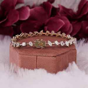 Moissanite Multi Cut Lab Grown Diamond Tennis Bracelet 14K Gold Mixed Shape Wedding Bride Gift Elegant Tennis Bracelet Jewelry - Product Image 4