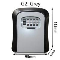 Caja de almacenamiento de seguridad para llaves de aleación de aluminio para exteriores, cerradura de combinación de 4 dígitos, gancho oculto, contraseña antirrobo, desbloqueo de pared