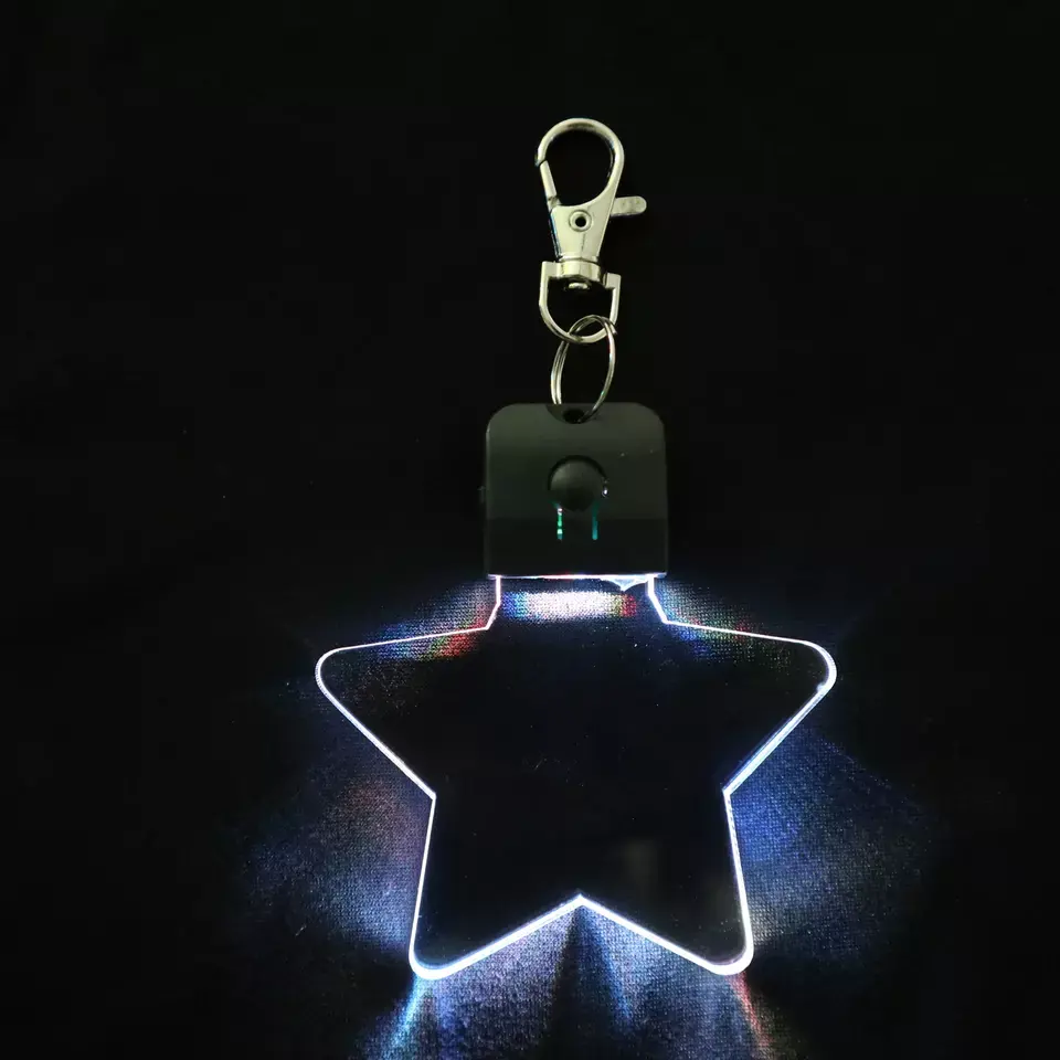 Kreative Werbeartikel Acryl Schlüssel halter abs Edelstahl 3d LED Schlüssel ring USB angetrieben Schlüssel bund für Auto Schlüssel ring