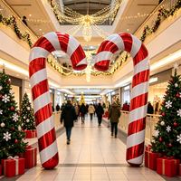 Décorations géantes gonflables de cannes à sucre de Noël en feuille métallique, suspendues, pour affichage en centre commercial, intérieur, extérieur, fête de Noël