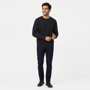 Prix de gros, best-seller, sweat-shirts de sport de haute qualité, manches longues, couleur noire, 100% coton, col rond, basiques d'hiver - Product Image 1