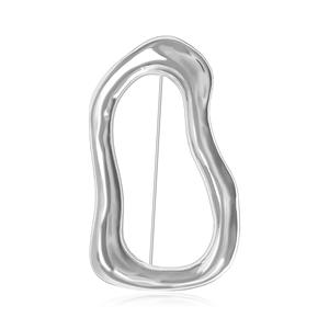 Ins Hot Selling Gold Plated Smooth Irregular Hoop <b>Brooch</b> Dual-Use <b>Pin</b> Alloy European American Style Wedding Fashion Jewelry for - Product Image 5