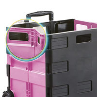 Chariot de rangement pliable à deux roues, poignée télescopique multi-niveaux, caisse en plastique pliable, chariot de courses