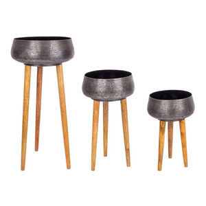 Juego de 3 macetas redondas de metal con diseño moderno para decoración de jardín, de exportadores. - Product Image 5