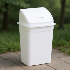 Cestino per rifiuti bianco da 50 litri con coperchio a battente per cucina e bagno - Product Image 3