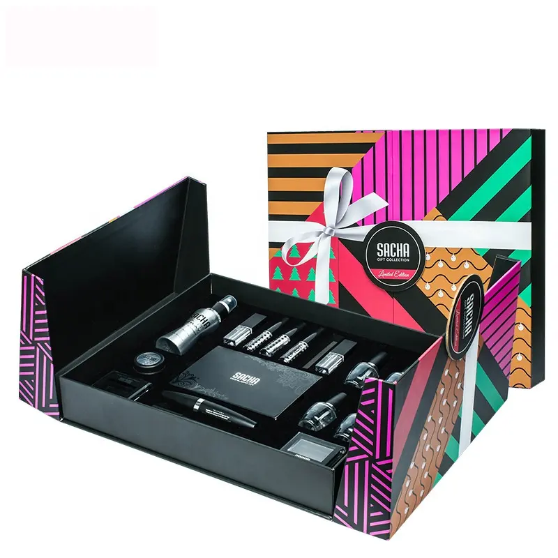 Caixa de maquiagem colorida retangular personalizada, caixa de embalagem para presente de 15-20 dias, placa de papelão HXD-A724