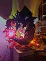 Vente en gros Dragon Ball 1/1 grandeur nature 94 cm de hauteur Goku résine artisanat avec lumière Kd Goku buste Statue Anime Statue Figure