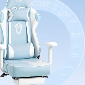 <span class=keywords><strong>Silla</strong></span> Gamer Reclinable de Alta Calidad 2023, <span class=keywords><strong>Silla</strong></span> de Carreras con Orejas de Conejo OEM, Sillas de Juego Color Azul Cielo para Niñas, con Reposapiés y Función de Masaje - Product Image 2