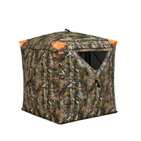 Abri de chasse camouflage extérieur personnalisable avec coins d'avertissement orange, vision à 270/360 degrés, tente de chasse imperméable