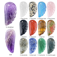 Pendentif Aile d'Ange Sculptée en Cristal Naturel, Breloques en Pierre de Guérison Multi-usages pour Collier, Boucles d'Oreilles, Sac, Téléphone, Bijoux DIY