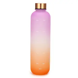 Amazon Bestseller Produkte Hochwertige bunte Farbverlauf Sport Wasser flasche mit Kupfer deckel 1L Plastik becher Großhandel Custom