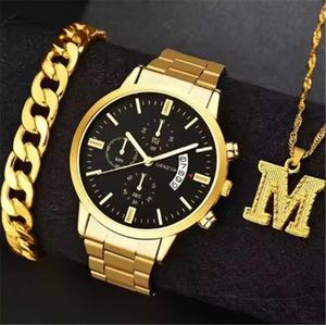 クォーツ時計 + ブレスレット + ネックレス (3ピース/セット) メンズウォッチメンズカジュアル流行のビジネススリーアイカレンダー - Product Image 6