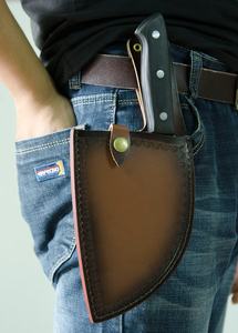 New Full Tang Gỗ Xử Lý Dày Ngoài Trời Săn Bắn Bếp Giết Mổ Bong Cleaver Da Vỏ Bọc Serbian Butcher Dao Để Bán - Product Image 6