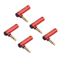 Coque en alliage d'aluminium, tête plaquée or, prise de conversion standard pour microphone de casque CTIA-OMTP à rotation à 90 degrés rouge