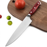 Couteau de chef en acier inoxydable de 8 pouces avec manche en bois, couteau de cuisine pour trancher les légumes et la viande