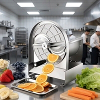 Multifunctionele aardappel- en bananen snijmachine van roestvrij staal, voor groenten en fruit.
