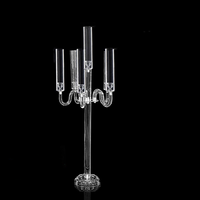 Chandeliers Transparents en Acrylique pour Bougies, Supports de Fleurs, Candelabres de Mariage pour Décoration de Table Centrale