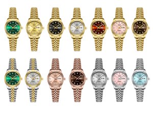 NIBOSI 2697 Orologio <span class=keywords><strong>da</strong></span> <span class=keywords><strong>Polso</strong></span> <span class=keywords><strong>al</strong></span> <span class=keywords><strong>Quarzo</strong></span> con Quadrante Colorato Personalizzato Impermeabile con Diamante a Costine e Cinturino in Acciaio Inossidabile - Product Image 6