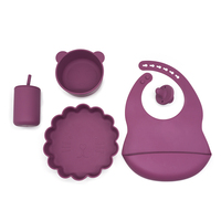 Usine personnalisé étanche bébé alimentation bavoirs ensemble cuillère bol bavoirs en silicone pour bébé