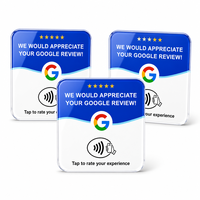 Carte NFC personnalisée en acrylique avec logo pour avis Google, en gros, prête à l'emploi, en stock, plaque de table auto-adhésive robuste