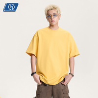 Camiseta de algodón de 300 g/m² de alto gramaje, cuello redondo americano, unisex, para verano, corte holgado, color liso, para parejas, capa base, suministro al por mayor