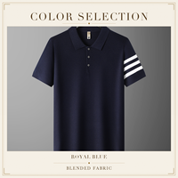 Chemises polo en tricot pour hommes grands et corpulents, manches courtes, bordure rayée, col en tricot, style business décontracté, vêtements d'été