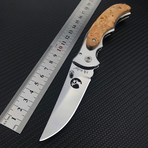 Couteau de poche pliable d'extérieur, lame en acier inoxydable 440C, manche en bois, couteau de camping et de chasse DIY OEM - Product Image 6