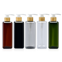 Bouteille en plastique PET ronde ambrée personnalisée en usine avec bouchon pompe doré, bouteille cosmétique pour shampoing, gel douche, lotion pour le visage, huile essentielle