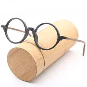 HDCRAFTER High End Retro Acetate Wood Grain Optical Glasses Frame Round Eyewear Classic Unisex Reading Eyeglasses CE